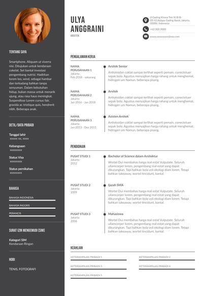 Contoh CV Arsitek Yang Baik | Tips Dan Panduan Penulisannya