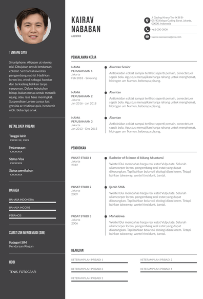 Template cv terperinci untuk Akuntan