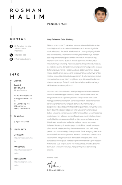 template cv penerjemah